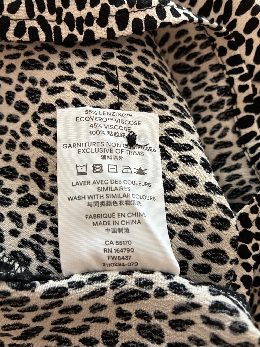 Frank & Oak Black and White Leopard-Spot Button Down Shirt - Picture 5 of 5